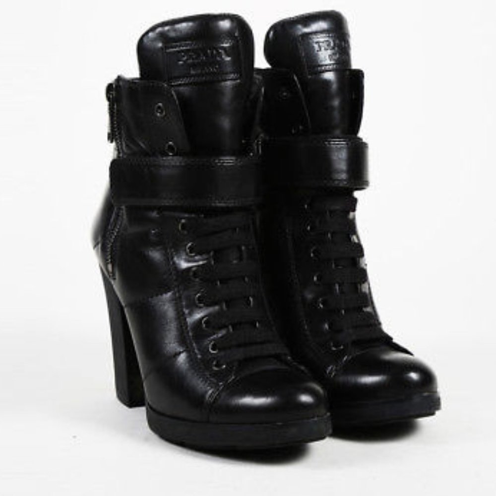 Prada Sport "Nero" Napa Leather Ankle Boots
